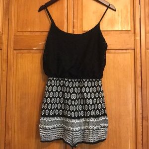 Black and White Patterned Romper